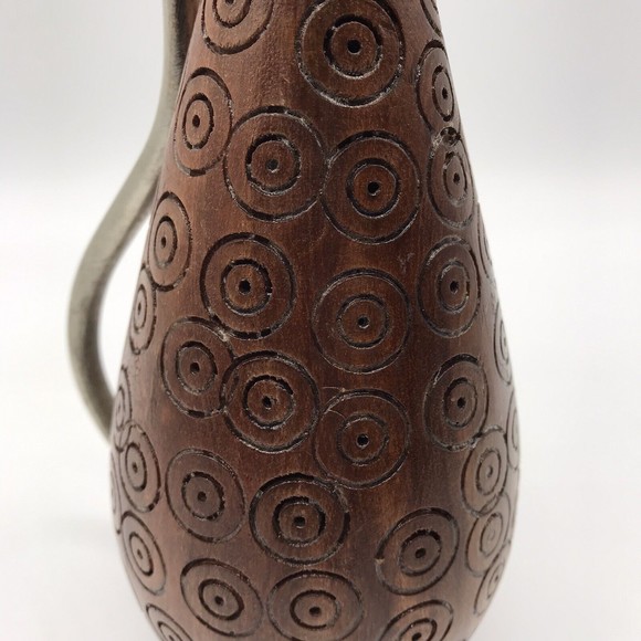 Pier 1 Carved Wood & Metal Cat Figurine Playing Trumpet Horn 10" - Picture 9 of 16